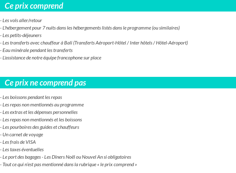 Conditions tarifaires