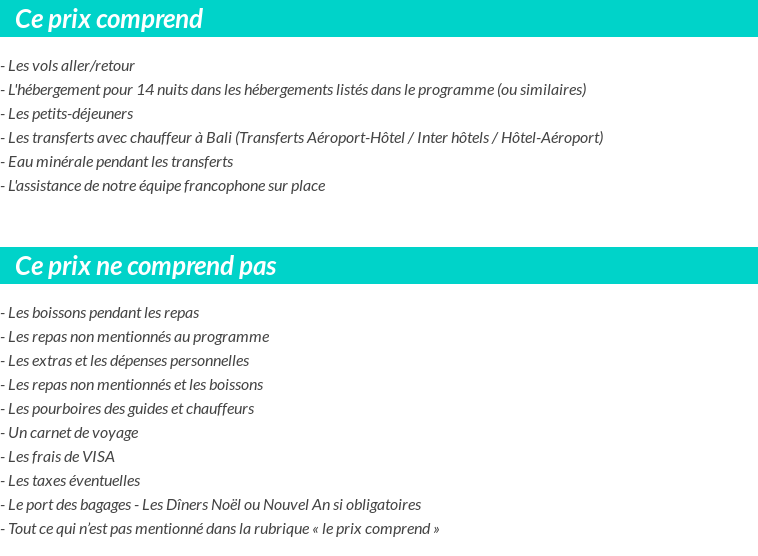 Conditions tarifaires