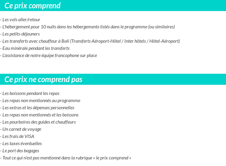 Conditions tarifaires