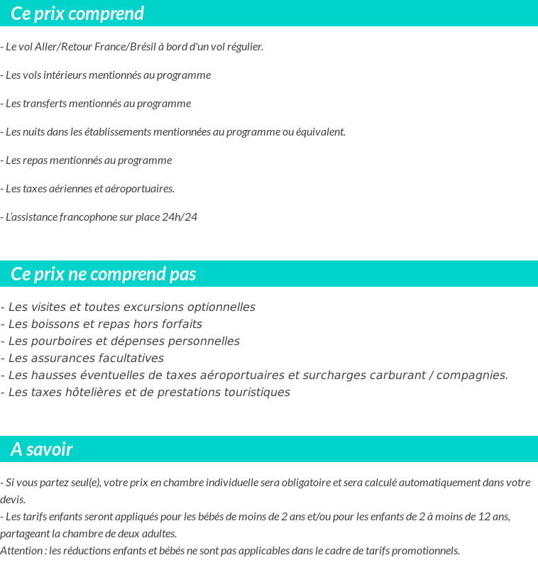 Conditions tarifaires