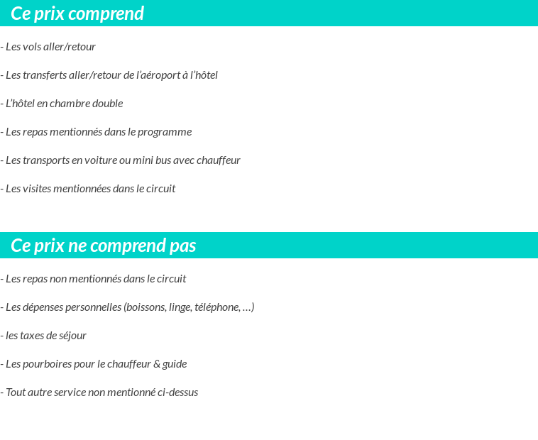 Conditions tarifaires
