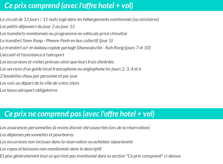 Conditions tarifaires