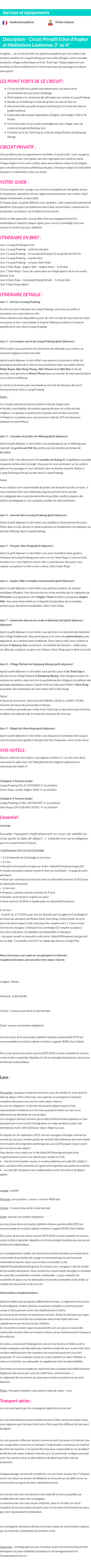 Détails du séjour