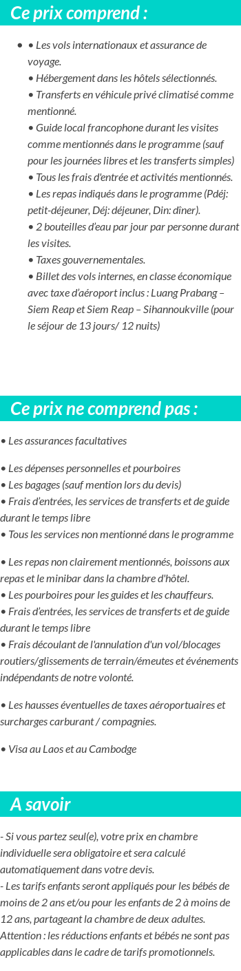 Conditions tarifaires