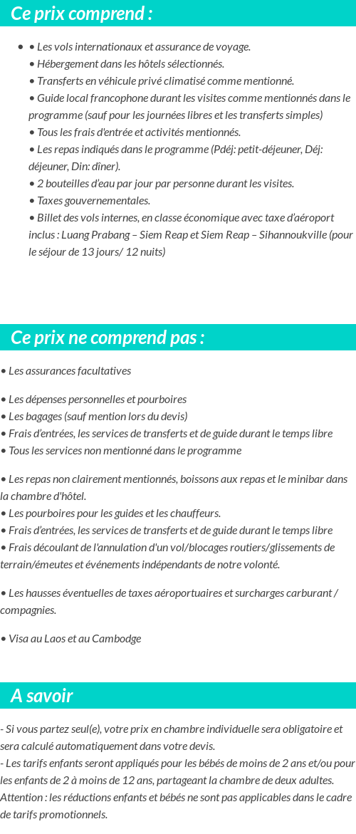 Conditions tarifaires