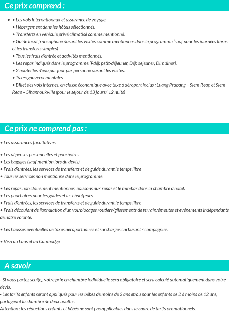 Conditions tarifaires