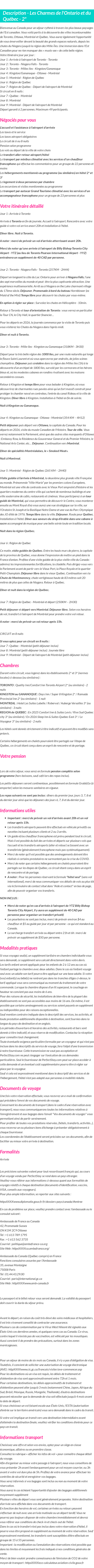 Détails du séjour