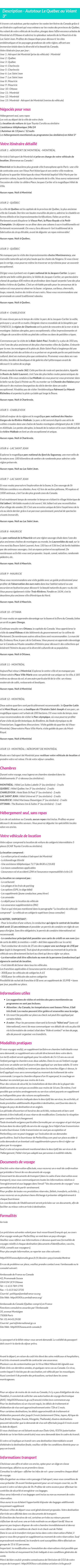 Détails du séjour