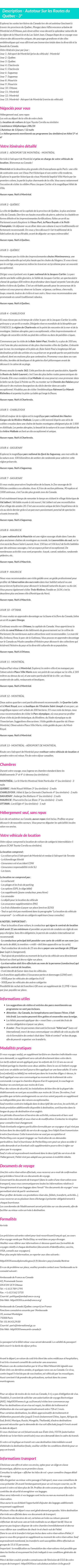 Détails du séjour