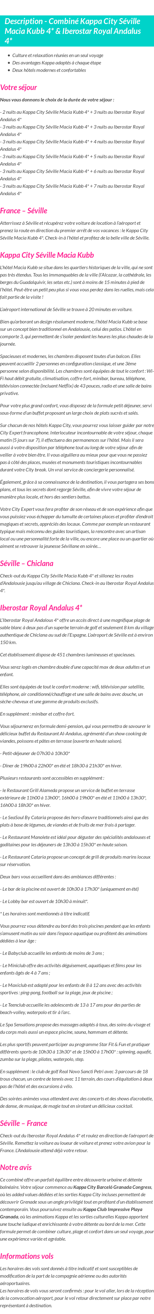 Détails du séjour