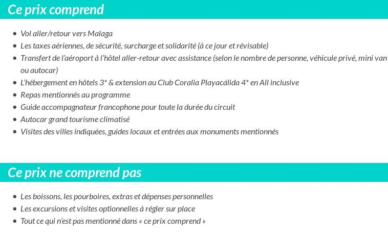 Conditions tarifaires