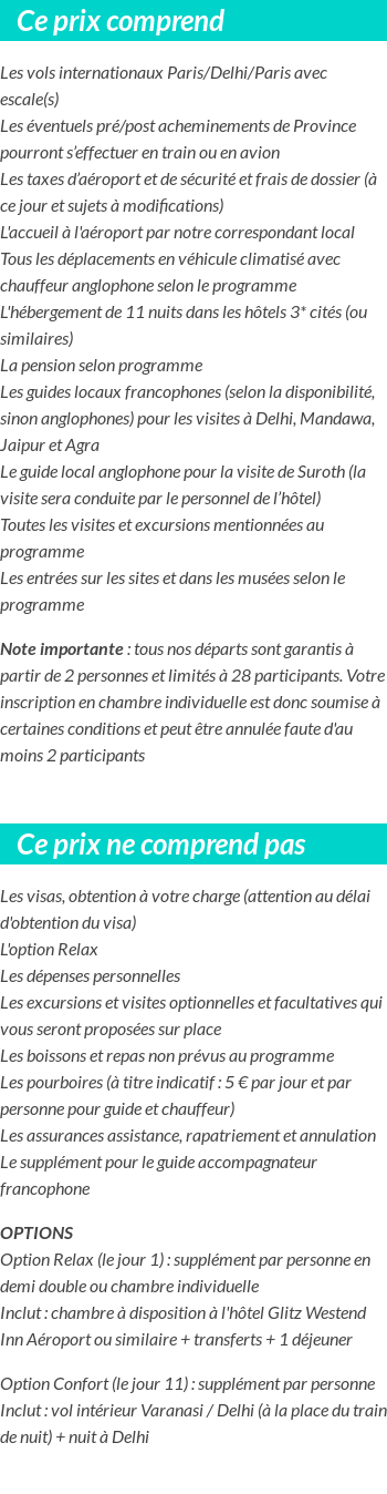 Conditions tarifaires