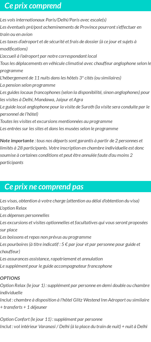 Conditions tarifaires