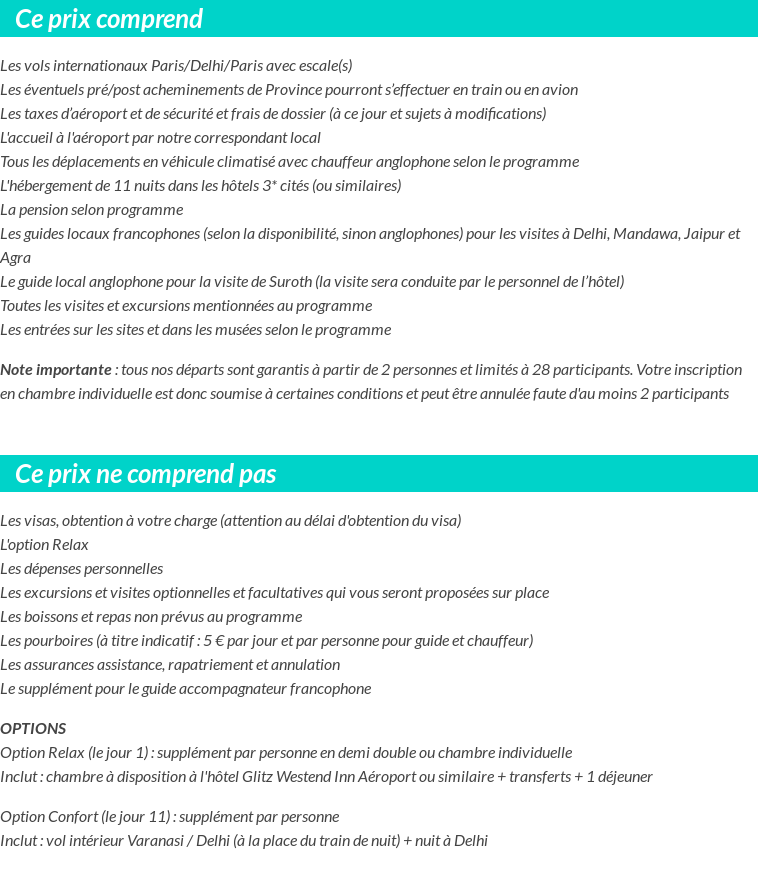 Conditions tarifaires
