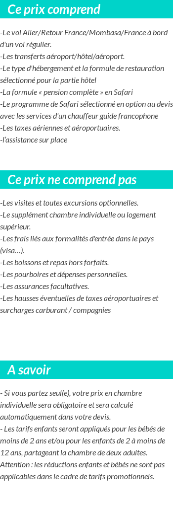Conditions tarifaires