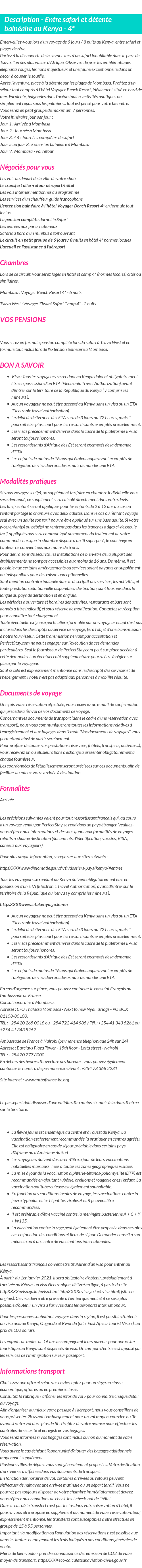 Détails du séjour