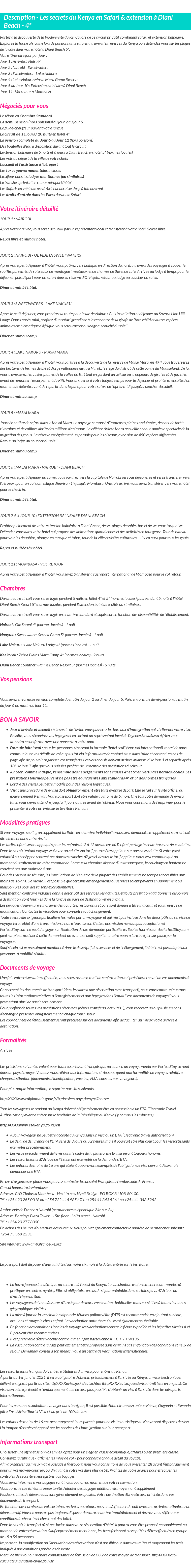 Détails du séjour