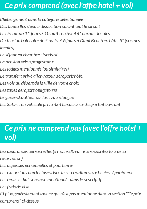 Conditions tarifaires