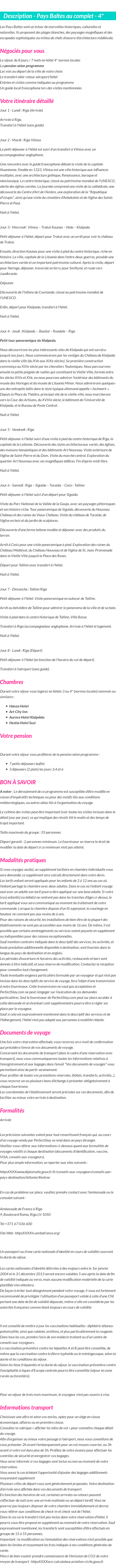 Détails du séjour