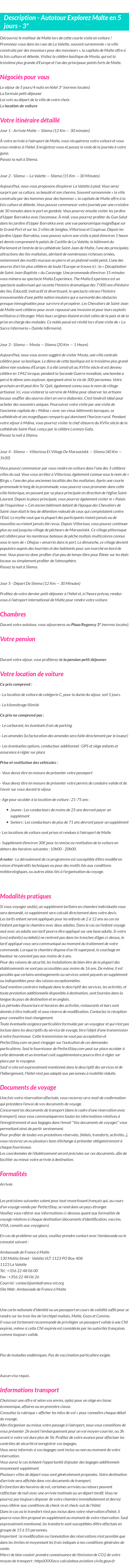 Détails du séjour