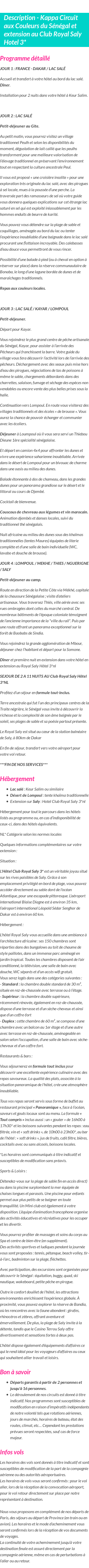 Détails du séjour