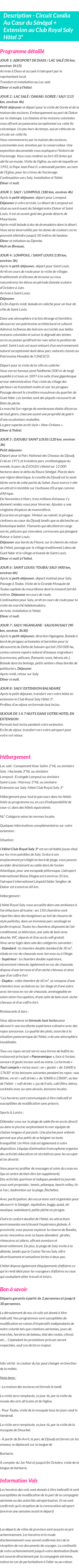 Détails du séjour