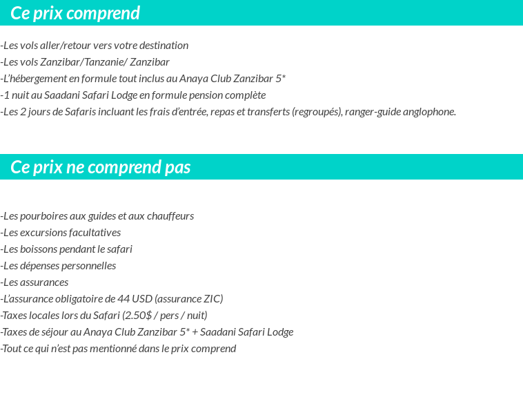 Conditions tarifaires