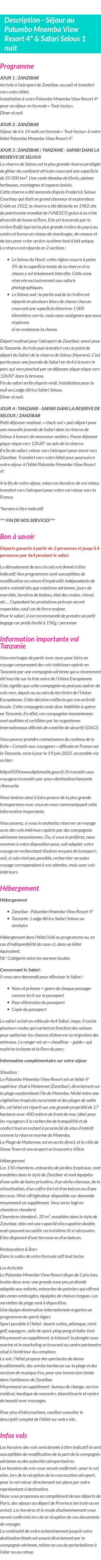 Détails du séjour