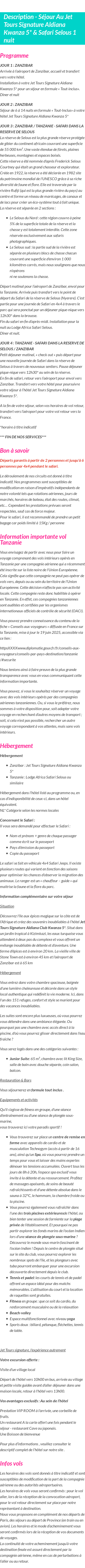 Détails du séjour