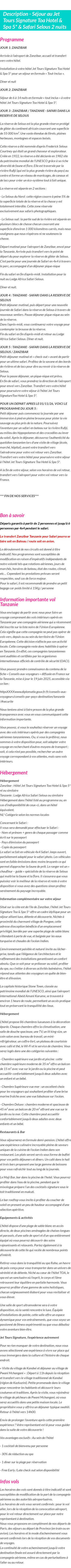 Détails du séjour
