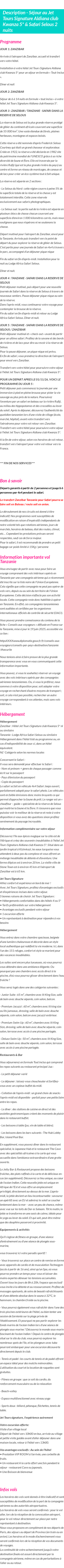Détails du séjour