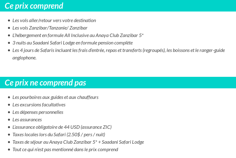 Conditions tarifaires