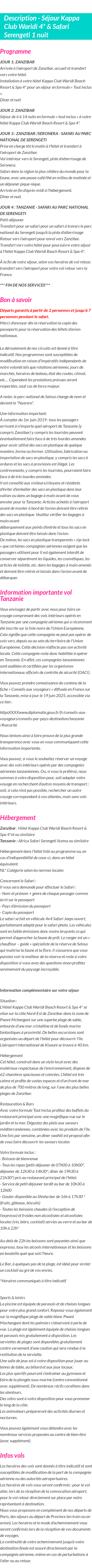 Détails du séjour