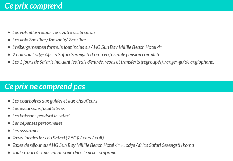 Conditions tarifaires