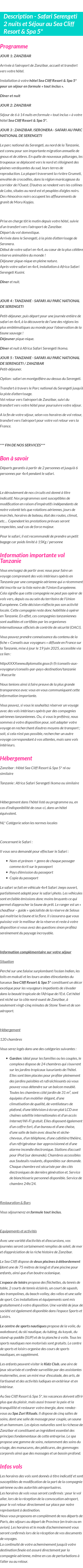 Détails du séjour