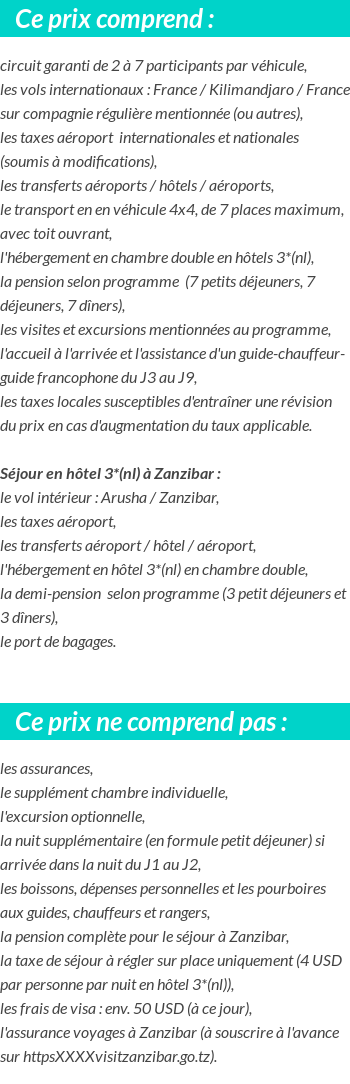 Conditions tarifaires