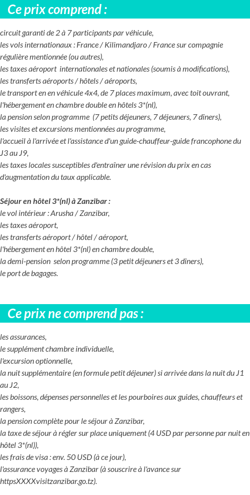 Conditions tarifaires