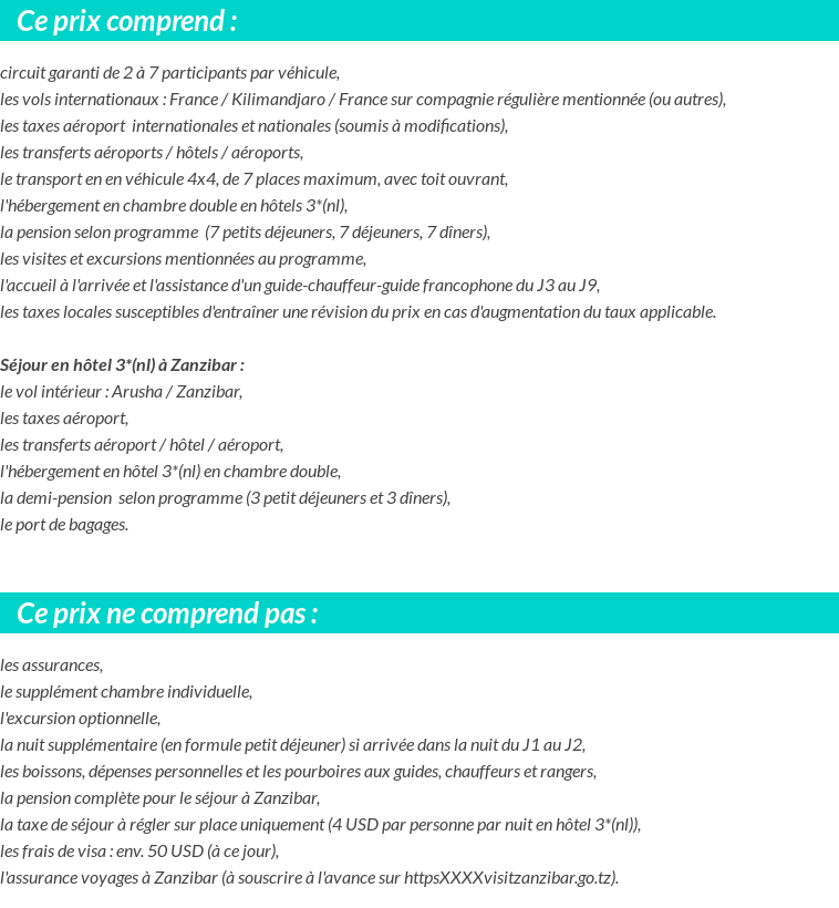 Conditions tarifaires