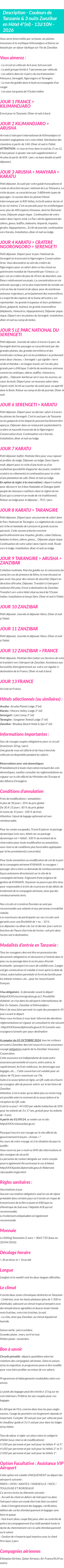 Détails du séjour