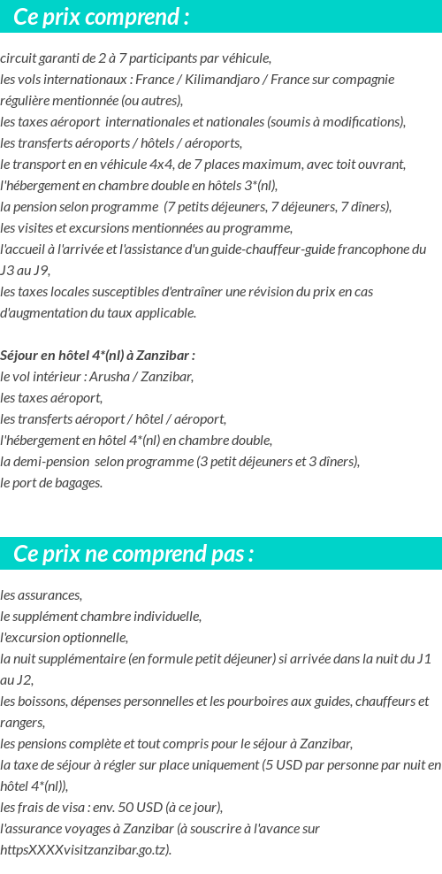 Conditions tarifaires