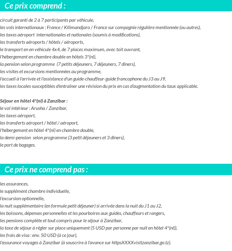 Conditions tarifaires