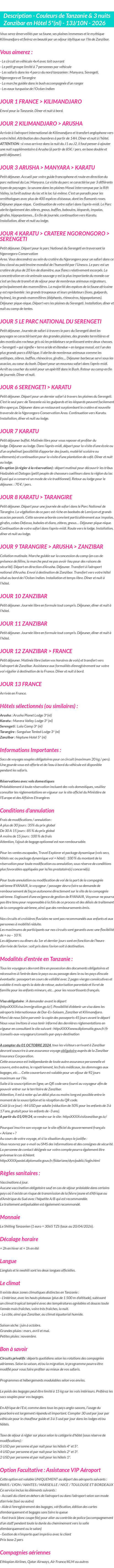 Détails du séjour