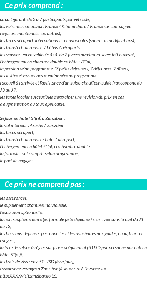 Conditions tarifaires