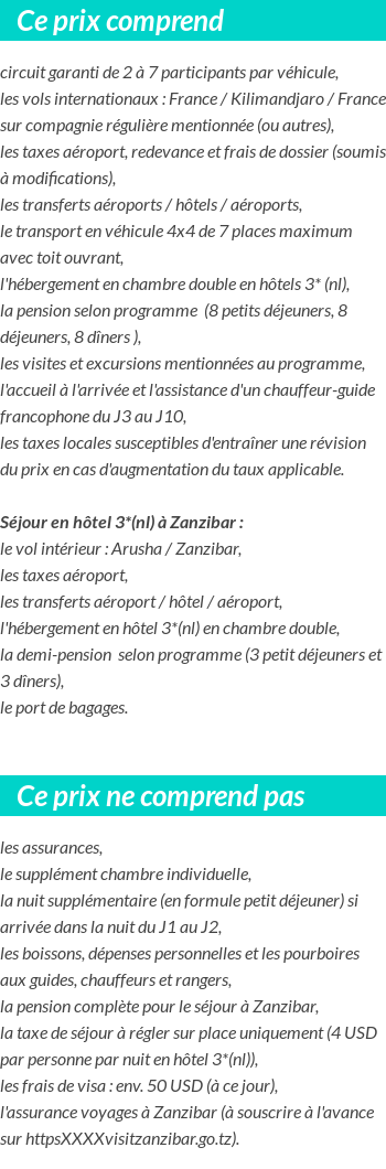 Conditions tarifaires