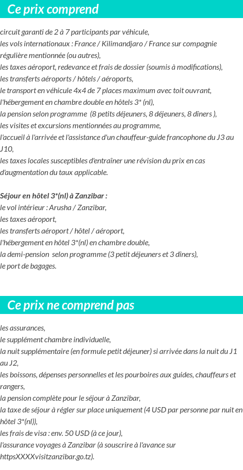 Conditions tarifaires