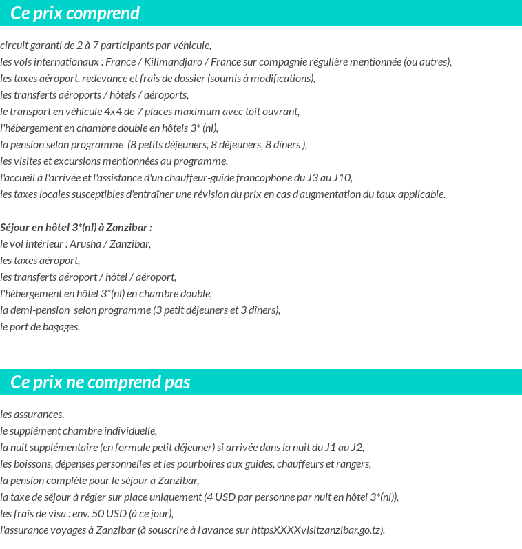 Conditions tarifaires