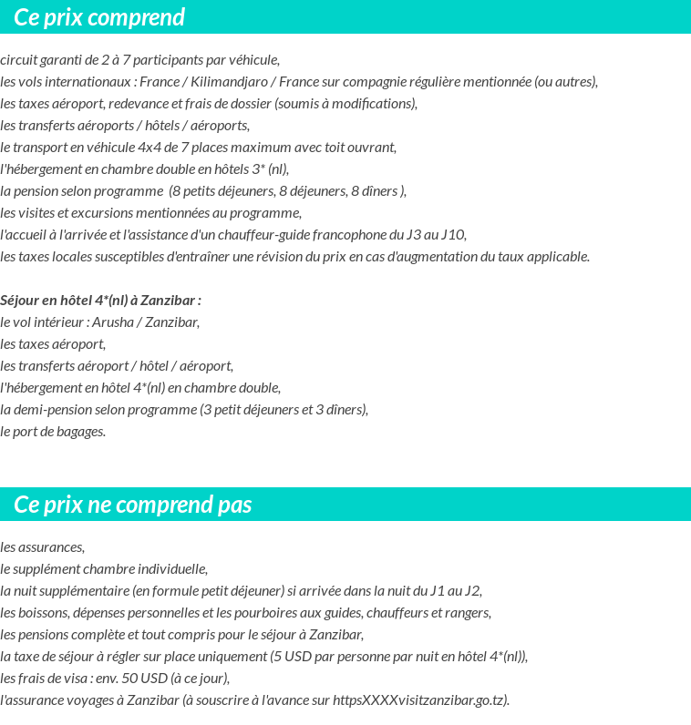 Conditions tarifaires