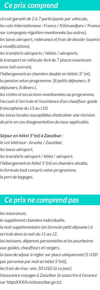 Conditions tarifaires