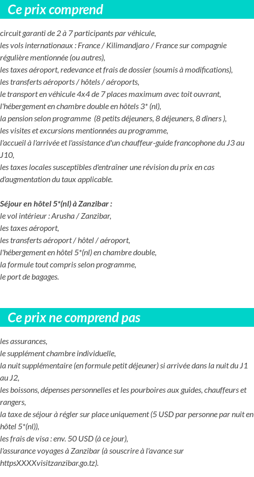 Conditions tarifaires