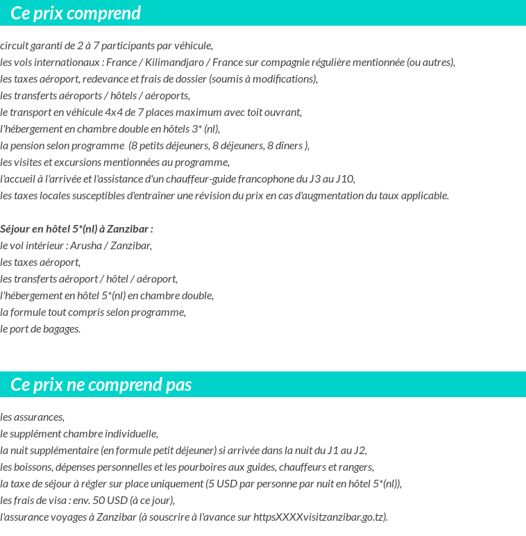 Conditions tarifaires